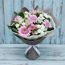 Букет цветов из:  Герберы, Альстромерии и Хризантемы в Землянске