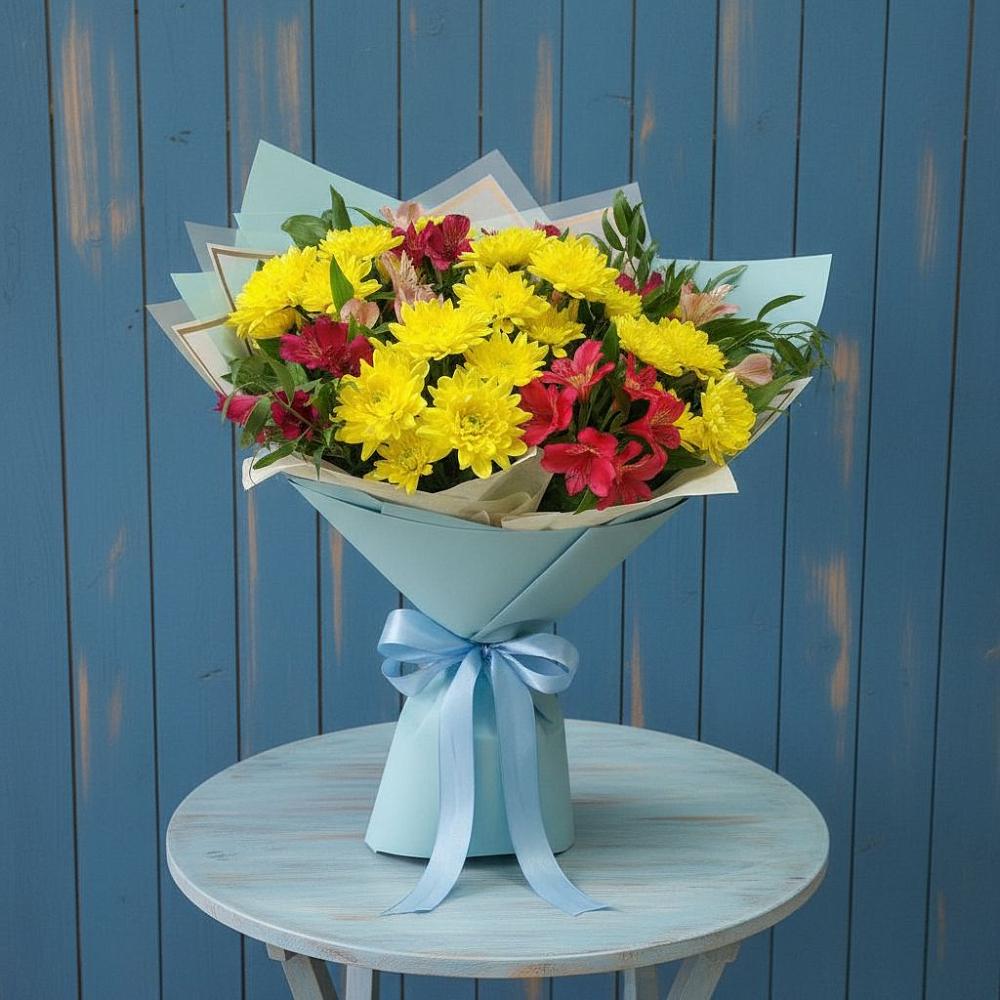 Букет цветов из: Альстромерии и Хризантемы в Землянске