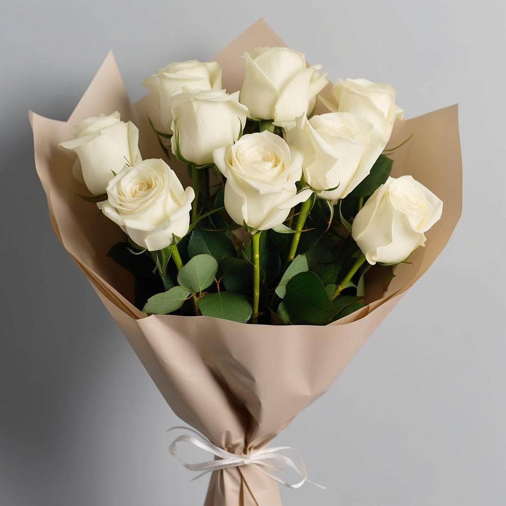 Букет 9 Белых роз Эдлесс Лав в Землянске