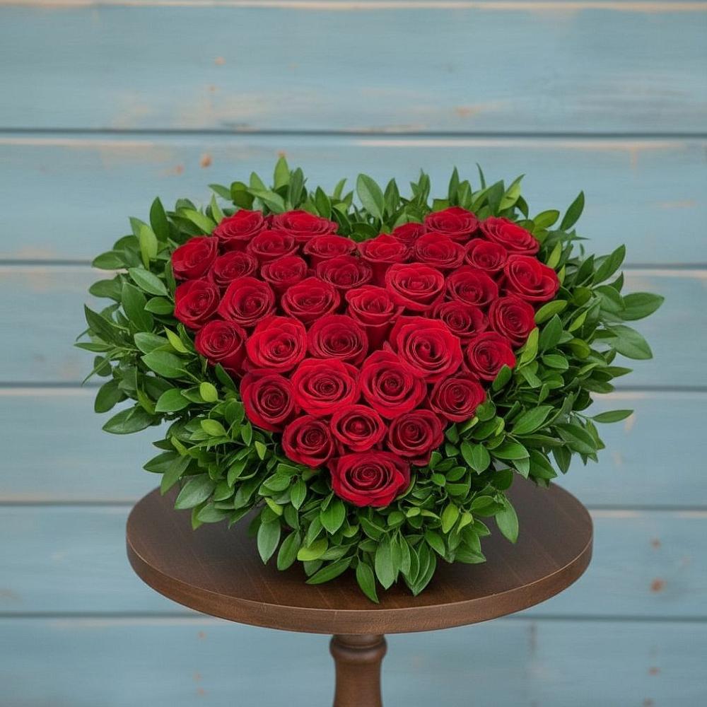 Цветочная композиция из Розы в виде сердца в Землянске