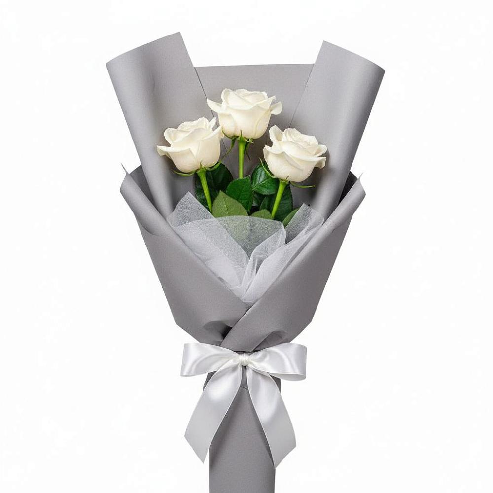Букет 3 белые розы в Землянске