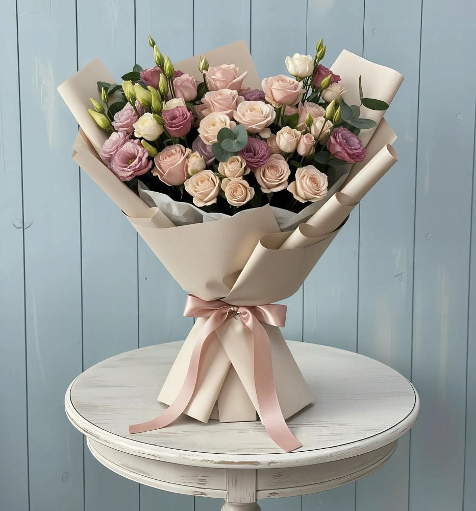 Букет цветов из: Розы и Лизиантусы в Землянске