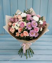 Букет цветов из:  Хризантемы, Розы и Альстромерии в Землянске