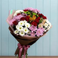 Букет цветов из:  Розы, Хризантемы и Альстромерии в Землянске
